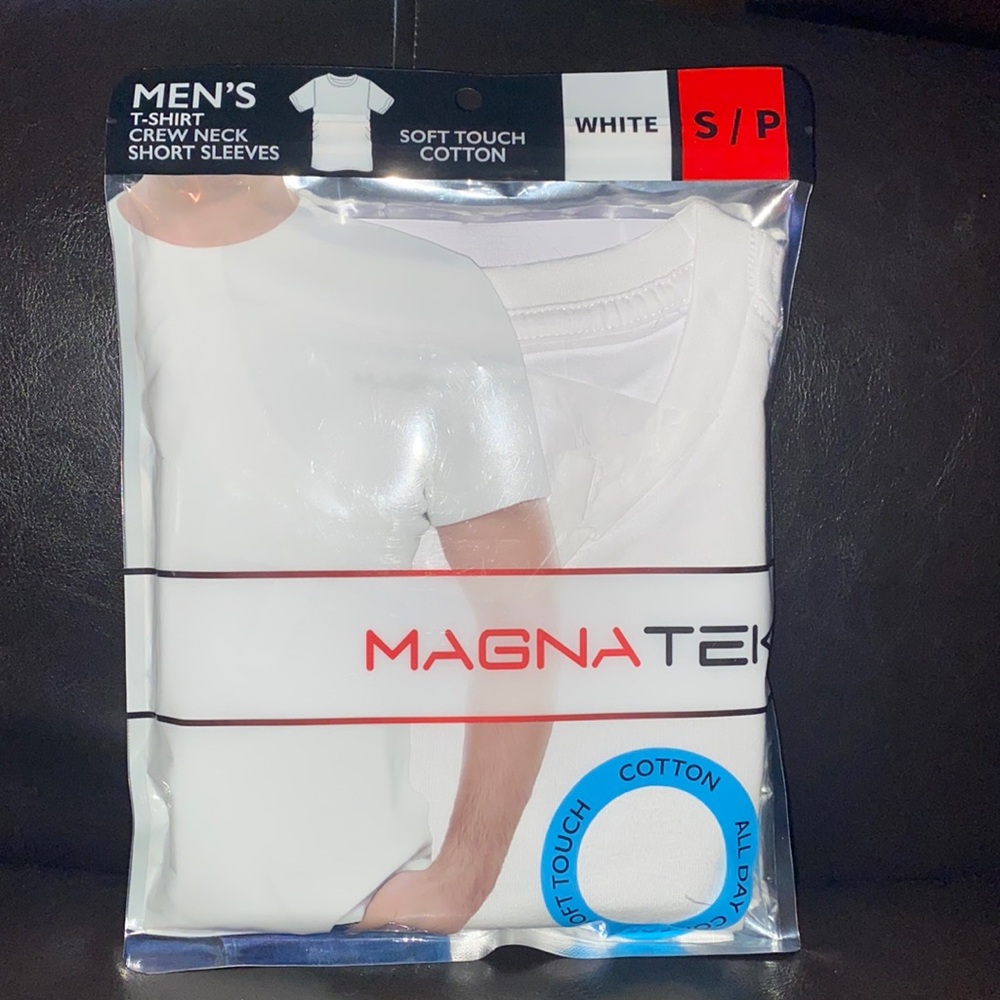 Men’s White T-Shirt Crew Neck, Small, 100% Cotton